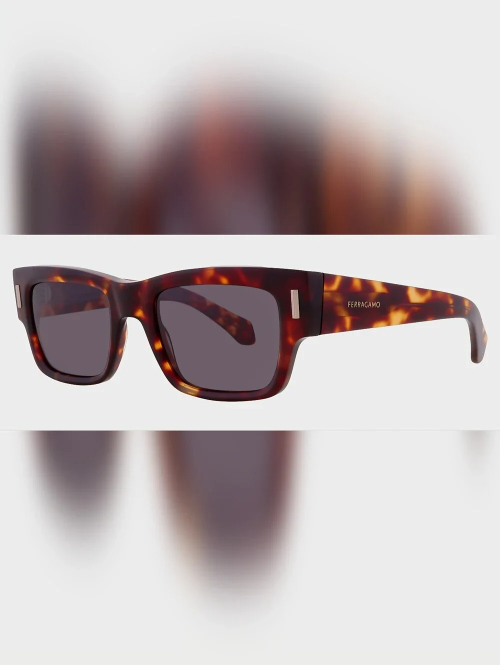 Ferragamo Tortoiseshell Rectangular Sunglasses - Brown & Amber